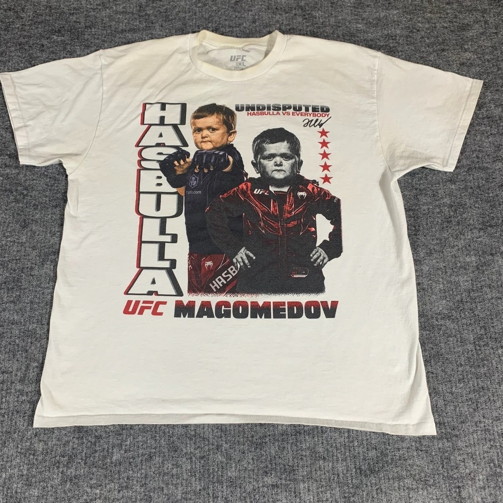 UFC T Shirt Mens Extra Large White Hasbulla Vs Everybody Magomedov Short Sleeve‎